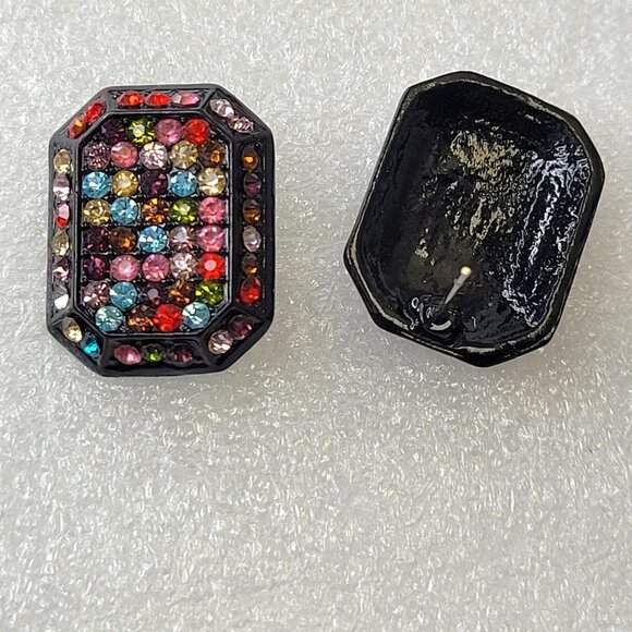 Multicolor Crystal Small Stud Earrings - Picture 5 of 10